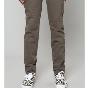 Elwood burnt olive denim patchwork ankle zip pant